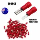 200PCS Red Female Male Spade Terminals 2.8mm Insulated Crimp Wire Connectors
