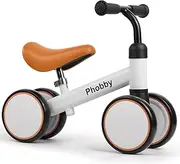 Phobby Baby Balance Bike, 4 Wheels Toddler Balance Bike with Adjustable Seat, 12-36 Months Infant's First Birthday Gift