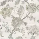 Wallpaper Gray Taupe Blue Jacobean Floral Vine on Cream Taupe Faux,56 sq ft bolt
