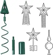 Christmas Tree Topper Holder - Universal Twist-on Stabilizer and Adapter for Floral Toppers - Adjustable Plastic Support Spiral With Attachment (Green)