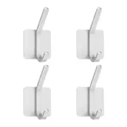 4Pcs Self Adhesive Towel Hooks, Metal High Square Sticky Hooks for Home, Silver