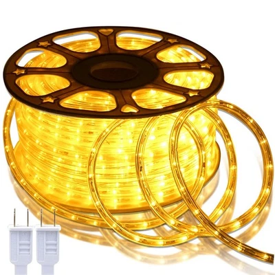 SURNIE 150FT LED Rope Lights Outdoor: Waterproof Flexible 110V 3000K Warm Whi...