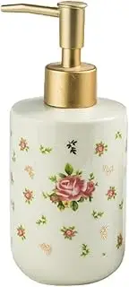 Soap Dispenser Retro White Hand Soap Dispenser with Golden and Floral Prints Pump Soap Dispenser for Bathroom and Kitchen, 320ml Hand Sanitizer Dispenser