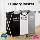 Laundry Basket Hamper Large Foldable Washing Clothes Storage 3 Sections