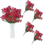 astylishome Red Artificial Flowers Faux Cymbidium Outdoor Fake Flower Plants Floral Arrangements Cake Decorating for Wedding Home Decoration Festive Furnishing 0618