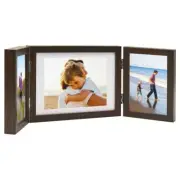 Trifold Dark Brown Photo Frame Collage for 3 Pictures 22x15cm 10x15cm