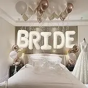 40 Inch BRIDE Balloons Pearl White Sand White and Champagne Gold Balloons With Huge Beige Cream BRIDE Balloon Letter For Bachelorette Barty Engagement Wedding Bridal Shower decorations