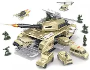 Generic Battle Tank Toy with Realistic Light & Sound Rotating Turret, 6 Mini Cars, 1 Mini Plane, 7 Count, Ages 3-8, Boys