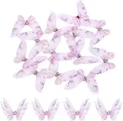 sourcing map 20Pcs Sheer Mesh Butterfly Appliques, 40mm Two Layers Butterflies with Gem Applique Patch DIY 3D Craft Ornament for Wedding Party Home Decor Clothes, Light Purple