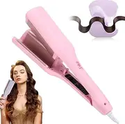 French Curls Iron,32mm Big Wave Curler,Quick Heating Wave Curling Iron,Create Frizz-Free French Curls Effortlessly, Apply for Short Hair and Long Hair (Pink)