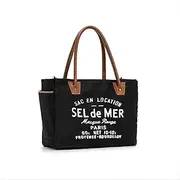 [Lamyba] Sel De Mer Canvas HandBag Upcycled Canvas Leather Tote Bag