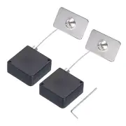 Retractable Cable Lock Double Side Adhesive Rectangular 600g 2Set Black