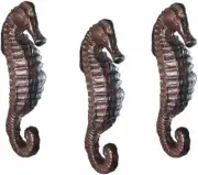 Seahorse Towel Hooks 3-Pack Wall Hanging Robe Coat Rack Home Bath Decor Metal 6"