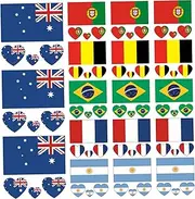 18Pcs Temporary Tattoo 6 Country Flags 2.36in Waterproof Long Lasting Temporary Tattoos Football Match Country Stickers for Men Women Kids (Set 2) Stickers Flag