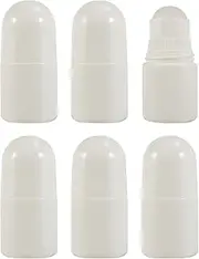 6 Pcs 30ml/1oz Empty Refillable Roll on Bottles, Plastic Essential Oil Bottles with Roller Balls, Leak-Proof DIY Perfume & Aromatherapy Containers (White, Thin-Waist Style)