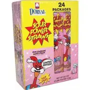 Sour Power Straws Pink Lemonade, 24 Count (SUGAR CANDY - REGULAR SIZE)