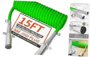 7 Way Coiled Trailer Cord 15 FT ABS Heavey Duty, Flexible -85°F Cold