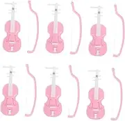 6pcs Mini Violin Tiny Violin Smallest Violin Household Instrument Model Musical Instrument Model Mini House Violin Musical Instrument Decor Small Violin Model Pink Plastic