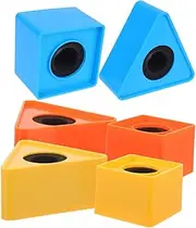 Kisangel 6pcs Microphone Flag Station: Triangular Square Cube Shaped Interview Mic Logo Station for Conferences and Tv Stations for Karaoke Stage Interview