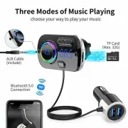 Bluetooth 4.2 Handsfree Car Kit FM Transmitter MP3 Player & USB Fast Charger AUX