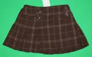 5 NWT Pumpkin Patch COUNTRY ESTATE Brown Pink Check Pleated Short SKIRT Girls