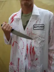 BUTCHER BLOODY REAL LAB COAT Adult Halloween Costume High Quality doctor psycho