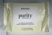 New! Purity Made Simple One Step Facial Cleansing Cloths by Philosophy 15 Wipes!