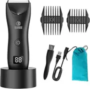 Men's Body Hair Trimmer with Light Grooming Kit for Men Multi-Purpose Hair Clipper Beard IPX7 Rechargeable Display with Charging Dock Travel Bag Black