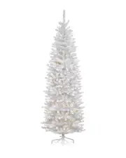 National Tree Company 7.5ft Kingswood White Fir Pencil Tree with 350 Clear Lights