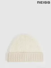 Reiss Cream Benny Fluffy Beanie With Wool (AM3672) | $50