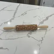 NEW Rolling Pin Embossed w FOLK FLORAL Pattern for Baking Engraved Cookies 8”