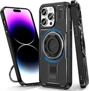 RUNGOS for iPhone 15 Pro Max Case [360°Rotatable Ring Stand, Soft Silicone Grip Ring Holder, Ventilation Cooling Tech] [12Ft Drop Tested] Sturdy Kickstand Case for iPhone 15 Pro Max Phone Case 6.7''