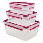 Emsa Clip&Close 2.0 Bread Box, 3 piece Set, Storage Container, Jar, Raspberry