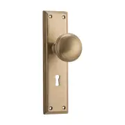 6647 Door Knob Milton Lock Pair Satin Brass H200xW50xP73mm