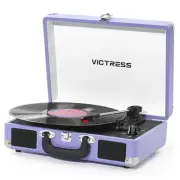 Bluetooth Record Player with Speakers, 3-Speed Portable Suitcase Purple