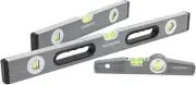 WORKPRO Torpedo Level, 3-Piece Spirit Level Set, 9"(Magnetic), 16"(Non-magnet...