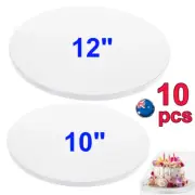 10Pcs Masonite Cake Boards 5mm White Round 10" 12"Inch Cake Board Boxes Wedding