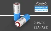 23A Voniko Ultra 23A Alkaline 12-Volt Battery 2-Pack Free Shipping!