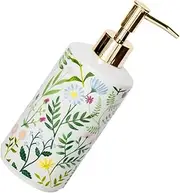 Beatifufu Ceramic Lotion Dispenser with Flower Print Press-Type Soap Pump for Bathroom Kitchen Home Refillable Decorative Shampoo Shower Gel Bottle