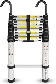 [Galvaran] Telescopic Ladder 2.9M / 9.5FT Multi-Purpose Aluminium Loft Ladder Extendable, Collapsible and Portable, Max Load 150kg/330lb, Adjustable Step, EN131 (2.9 m)
