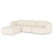Soraya 3-Seater Modular Velvet Chaise Lounge - Cream White