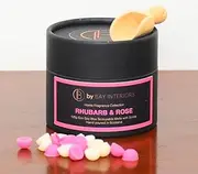 [by Bay Interiors] Eco Soy Scoopable Wax Melts Highly Scented Vegan No Plastic 120g (Rhubarb & Rose) with Natural Wooden Scoop 15% Fragrance Oil Gifting Idea