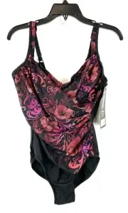 Miraclesuit Women’s Seraphina Black Multi Underwire One Piece Swimsuit Size 10
