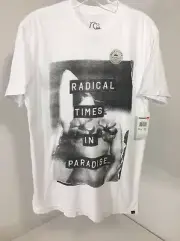 QUICKSILVER MEN'S RADICAL TIMES IN PARADISE SHORT SLEEVE T SHIRT WHITE SMALL NWT
