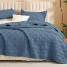 Oversized King Quilt Bedding Set,120x120Inch Super King Haze Blue Comforter B...
