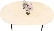 LIBERECOO Oval Fitted Vinyl Tablecloth - Cream Wood - 68" x 48" (Oval) - Waterproof, Elastic Edged for Secure Fit, Easy to Clean Plastic Table Cover