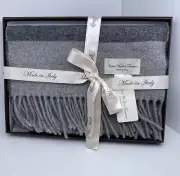 NWT Women Scarf Grey 100% Lambswool Made in Italy Italian Woollen Treasures