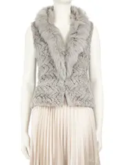 Grey Rabbit Fur Sleeveless Vest