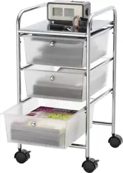 SimpleHouseware Utility Cart with 3 Drawers Rolling Storage Art Craft Organiz...