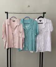 NWT Lot of 3 Alfani Sz XL Short Sleeves Rayon Knit Notch Pajama Top Bundle